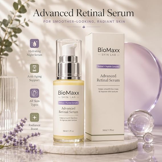 Retinal Serum with Ginseng – Facial Serum for Smoother-Looking Skin, Fine Lines & Texture