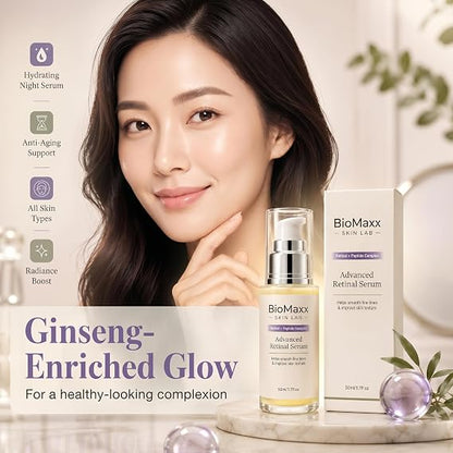 Retinal Serum with Ginseng – Facial Serum for Smoother-Looking Skin, Fine Lines & Texture