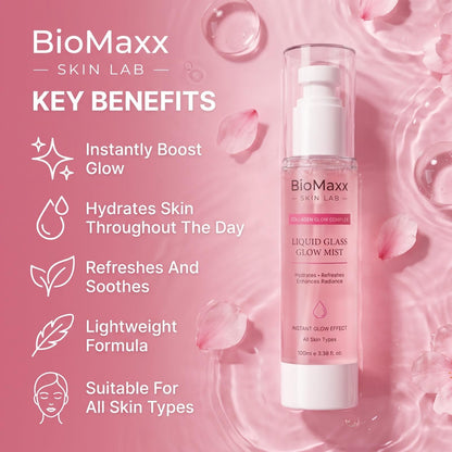 BioMaxx Liquid Glass Mist 100mL – Collagen, Hyaluronic Acid & Niacinamide