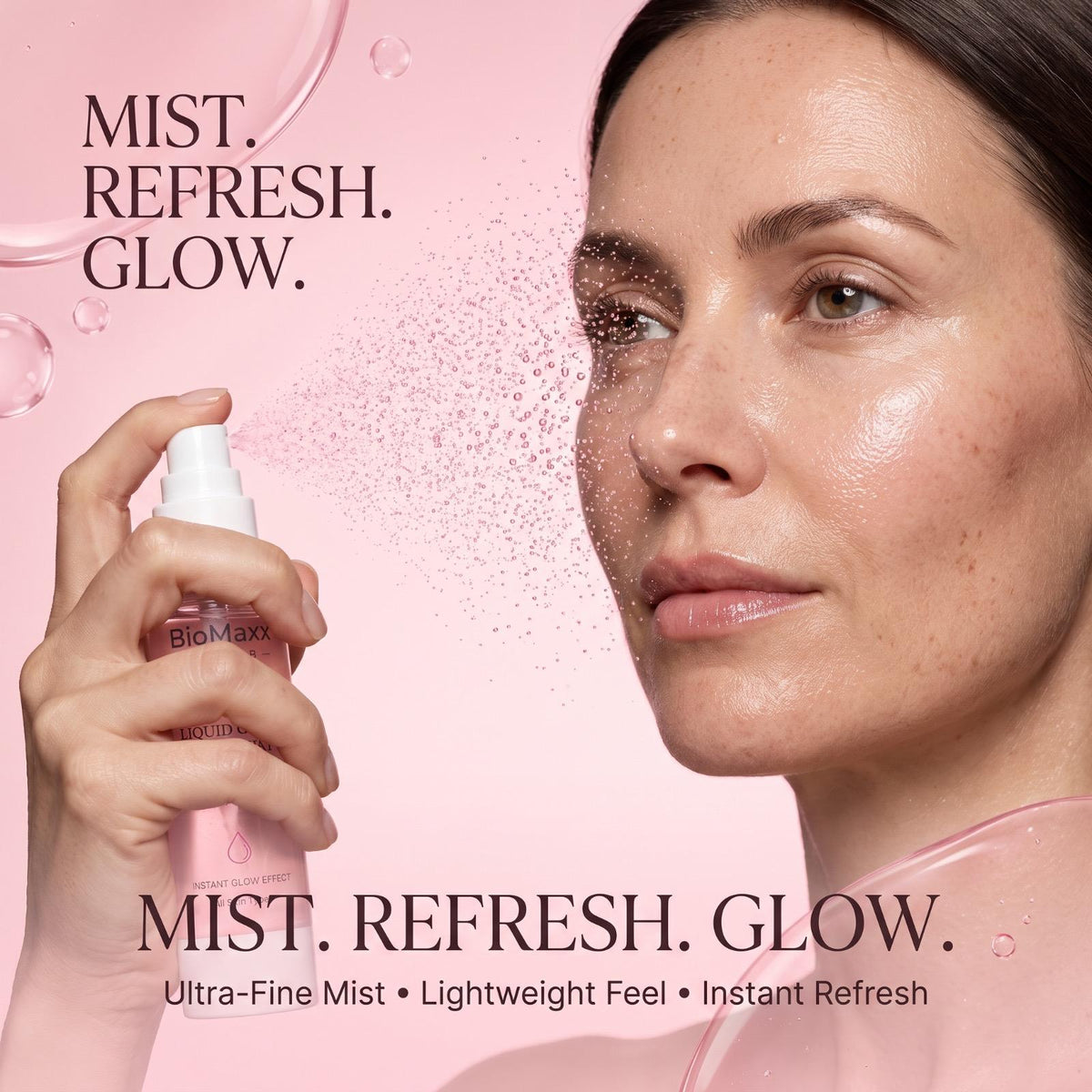 BioMaxx Liquid Glass Mist 100mL – Collagen, Hyaluronic Acid & Niacinamide